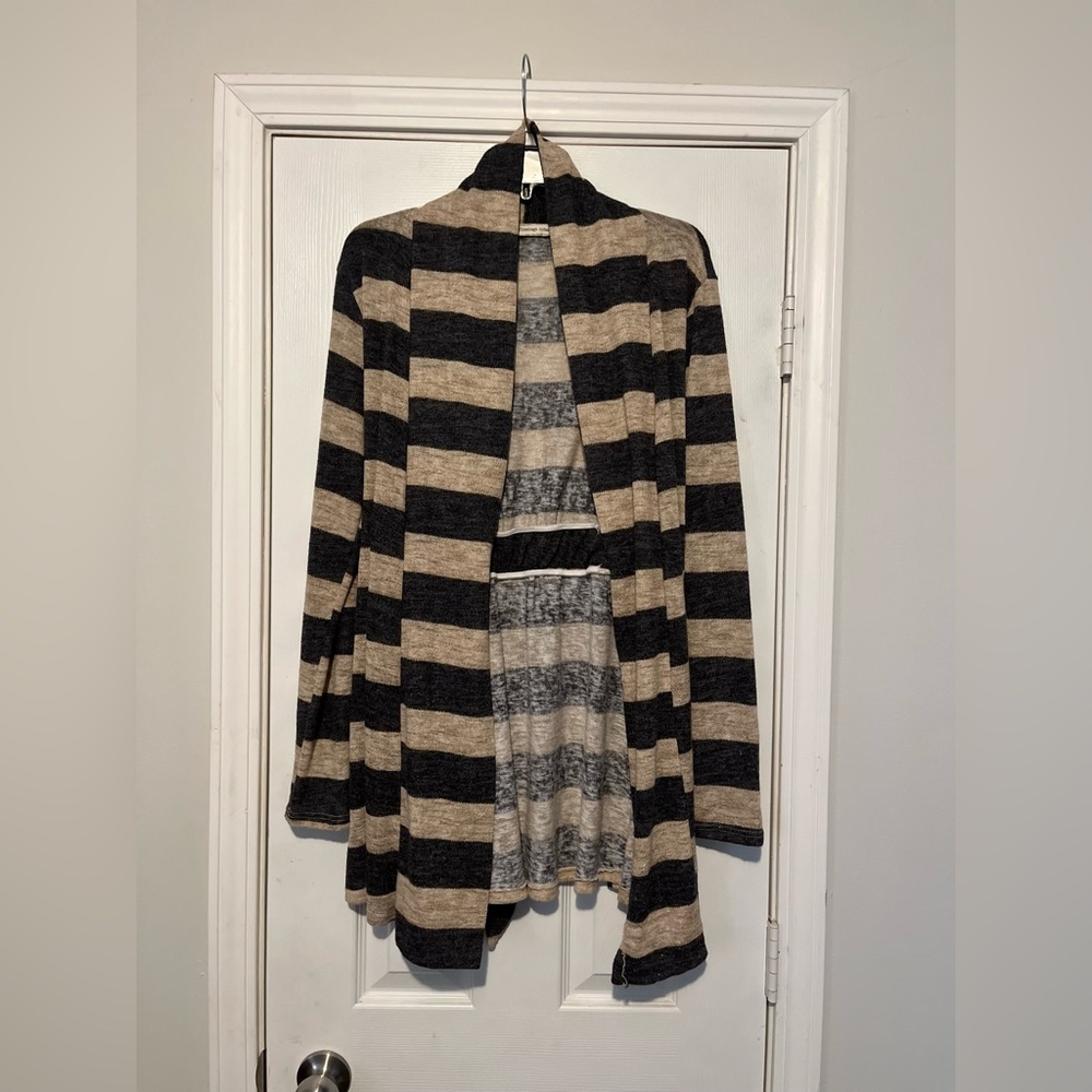Open Front Drop Shoulder Belted Cardigan